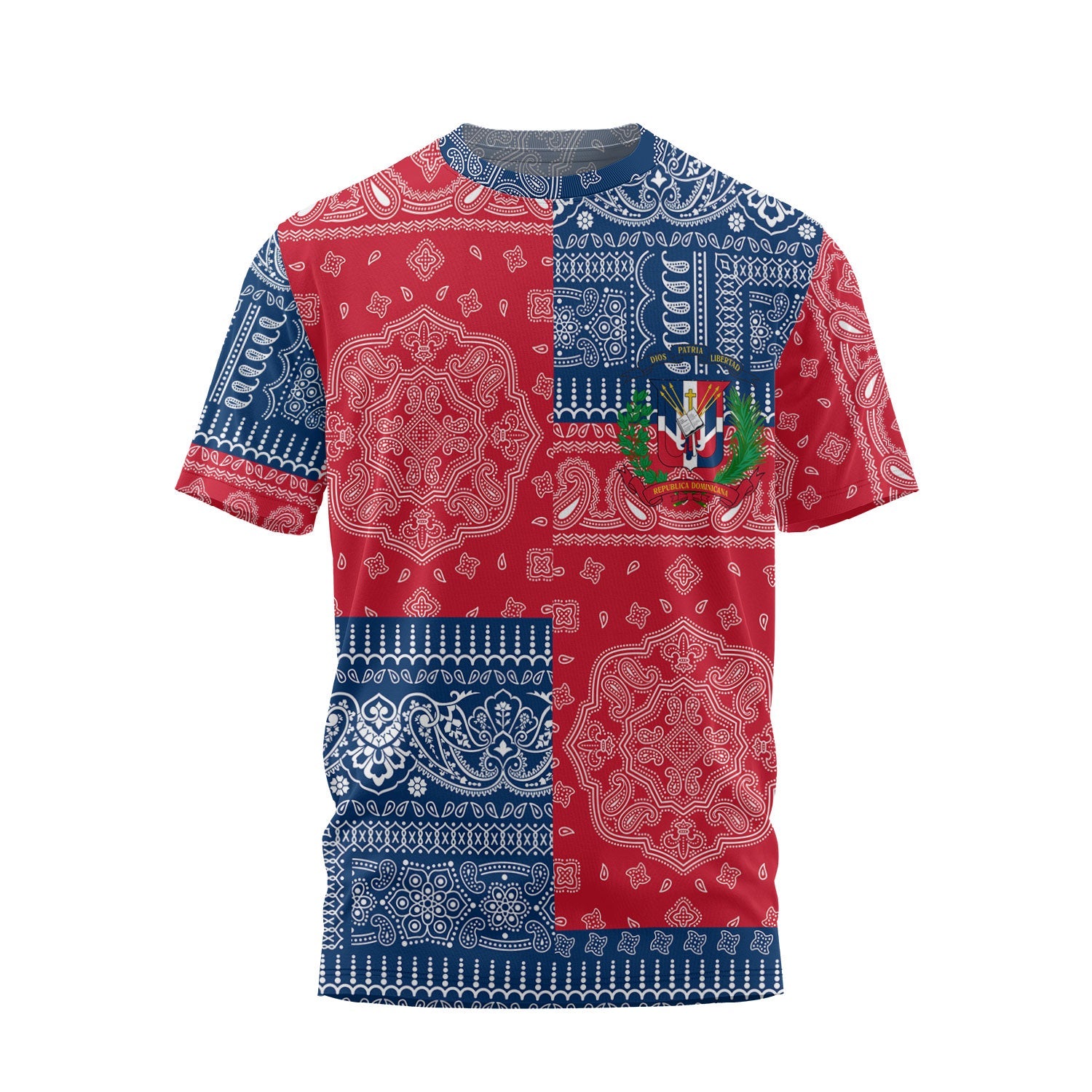 Dominican Republic T Shirt Flag And Paisley Basic Style 2