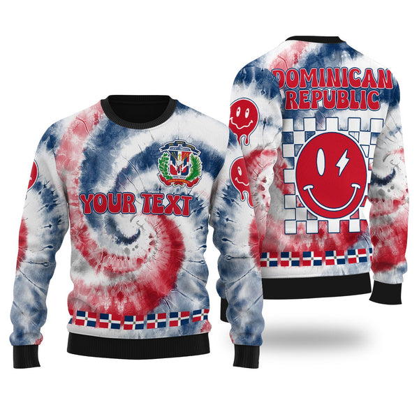 Dominican Republic Ugly Sweater Custom Tie Dye Style 1