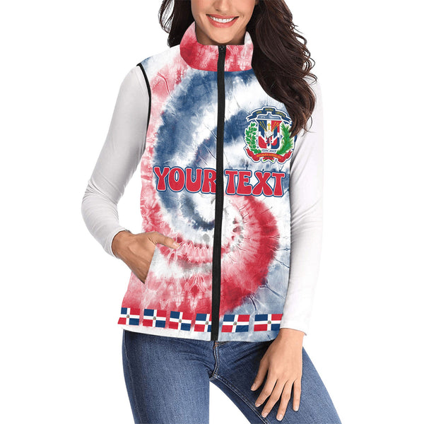 Dominican Republic Women Padded Jacket Vest Custom Tie Dye Style 1