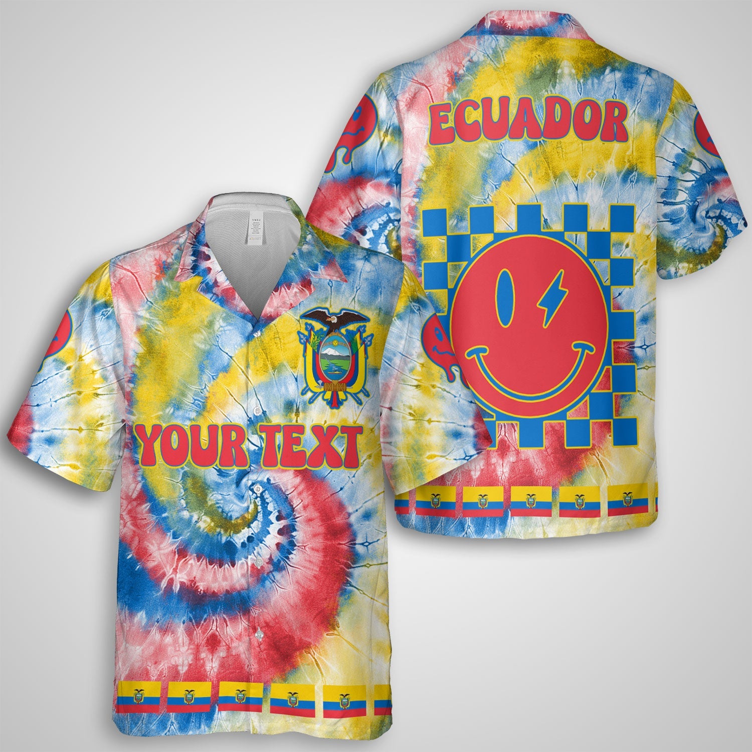 Ecuador Hawaiian Shirt Custom Tie Dye Style 1