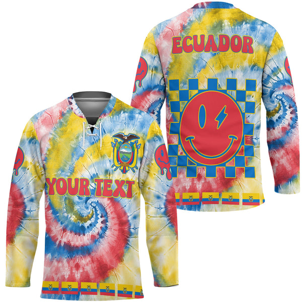 Ecuador Hockey Jersey Custom Tie Dye Style 1