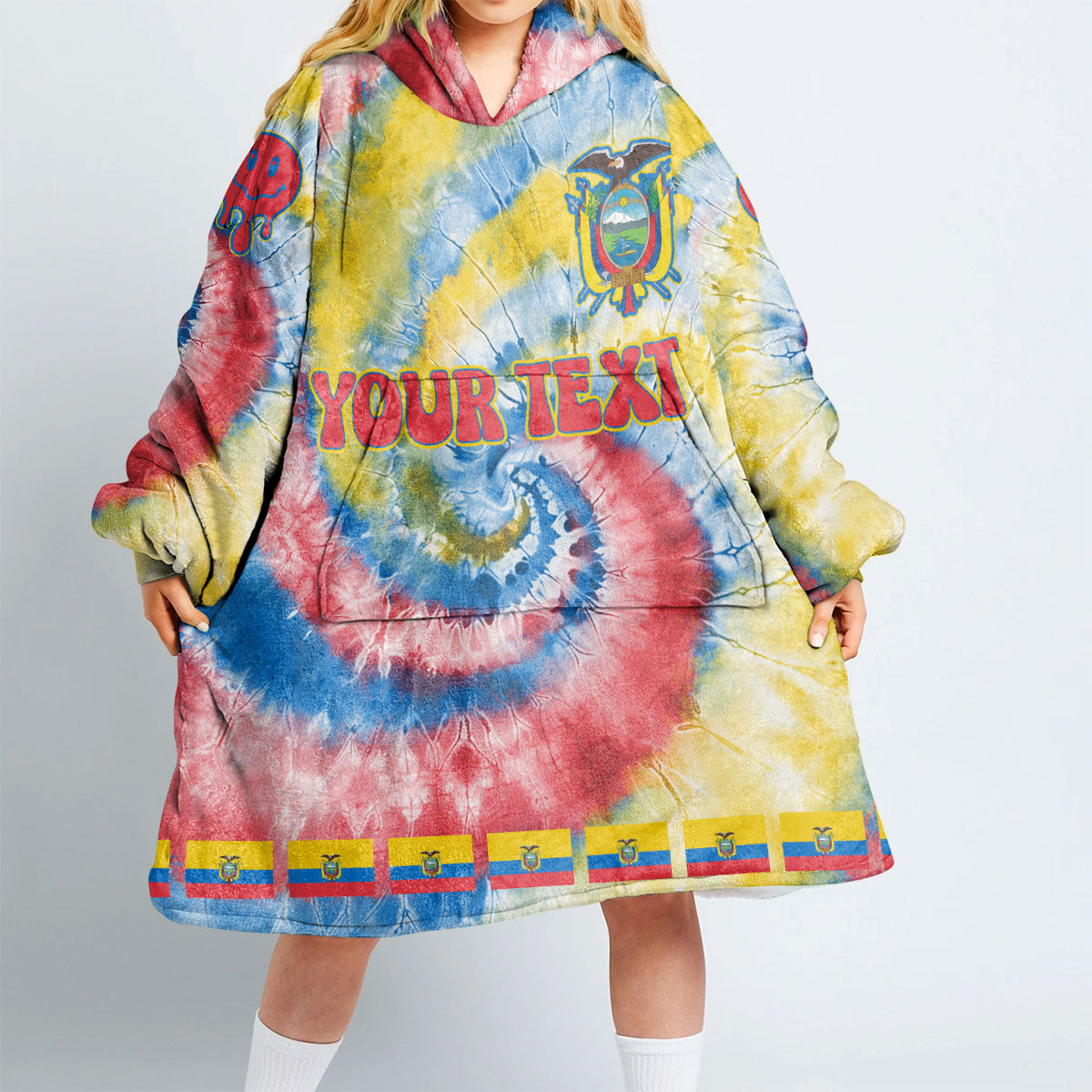 Ecuador Hoodie Blanket Custom Tie Dye Style 2