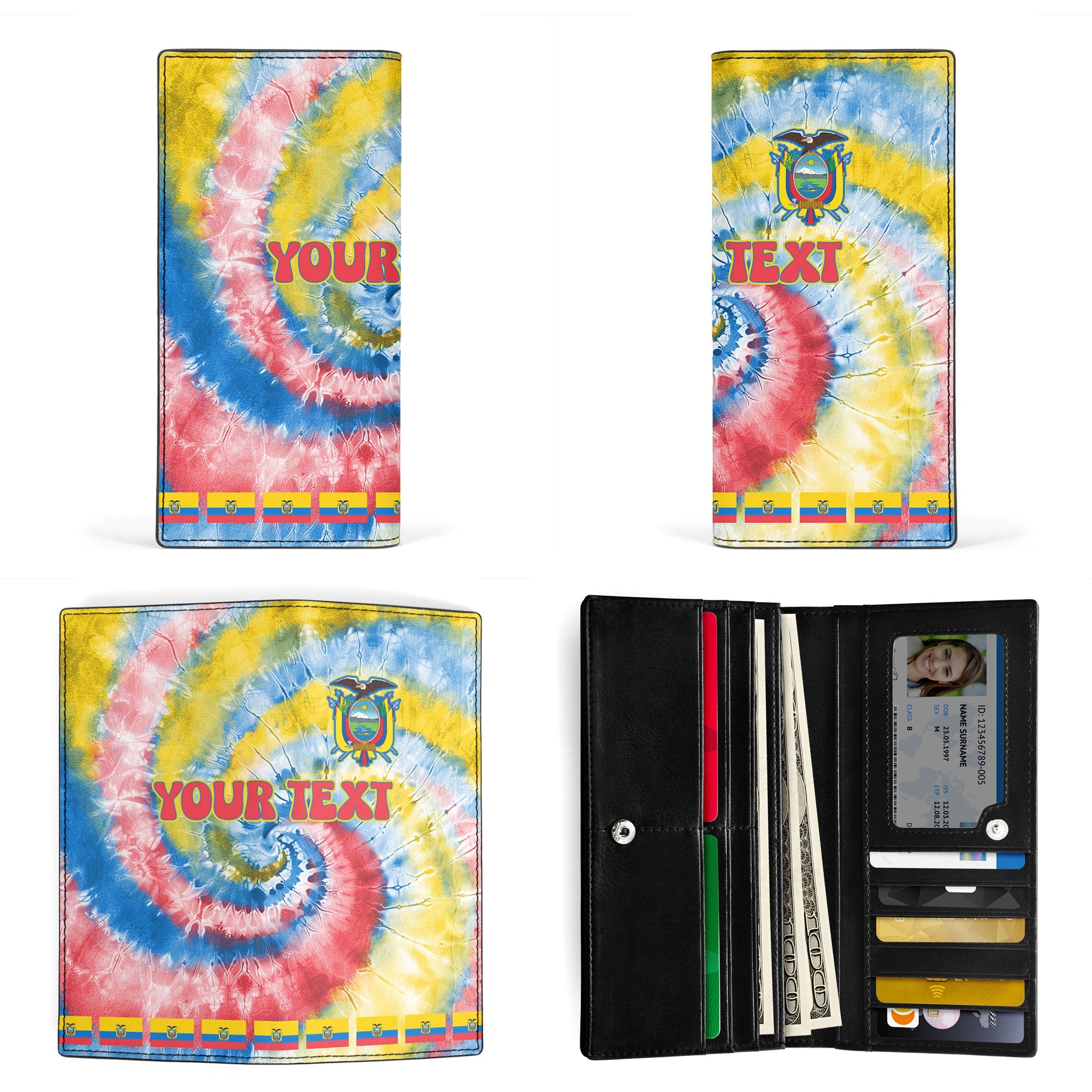 Ecuador Leather Wallet Custom Tie Dye Style 3