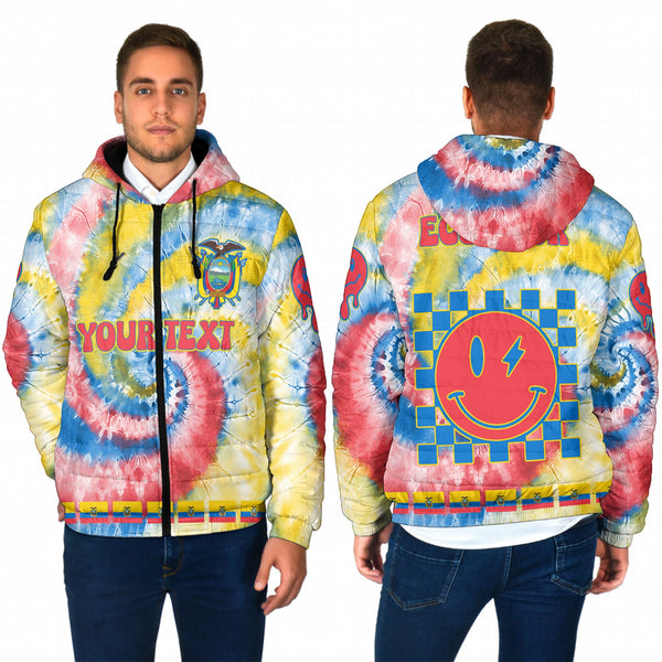 Ecuador Men Hooded Padded Jacket Custom Tie Dye Style 1