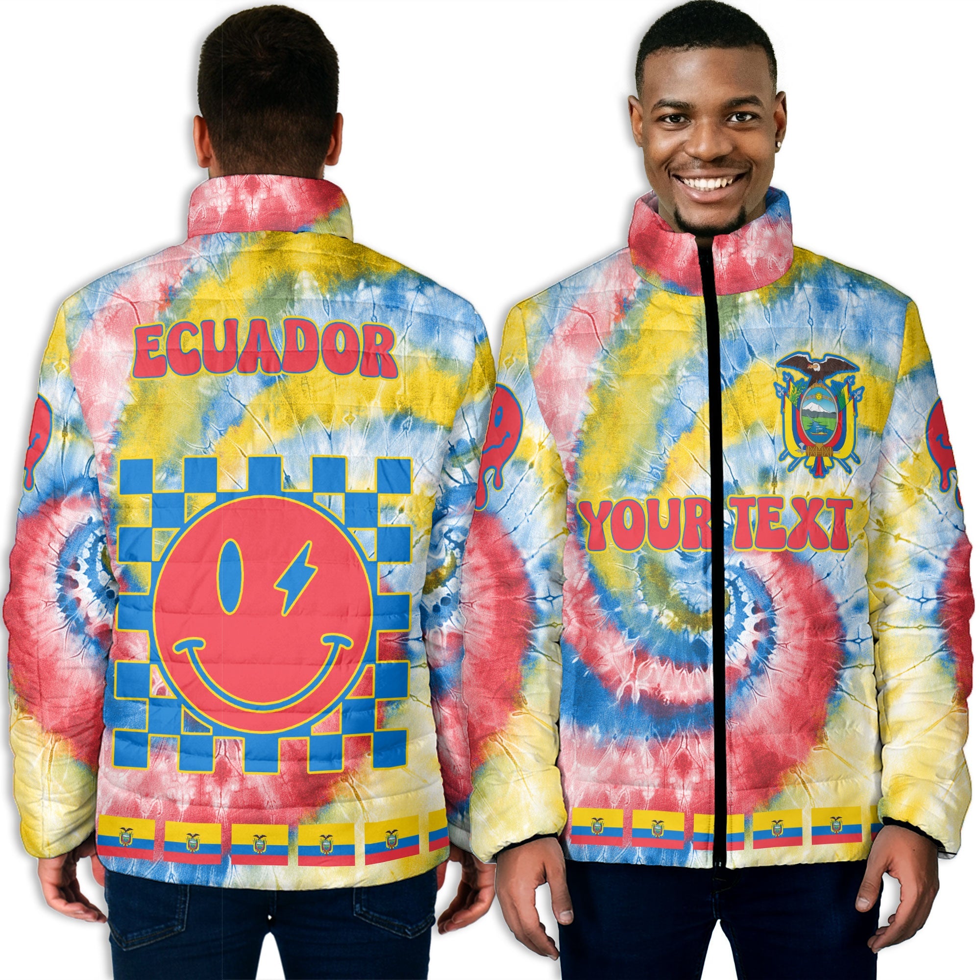 Ecuador Men Padded Jacket Custom Tie Dye Style 3