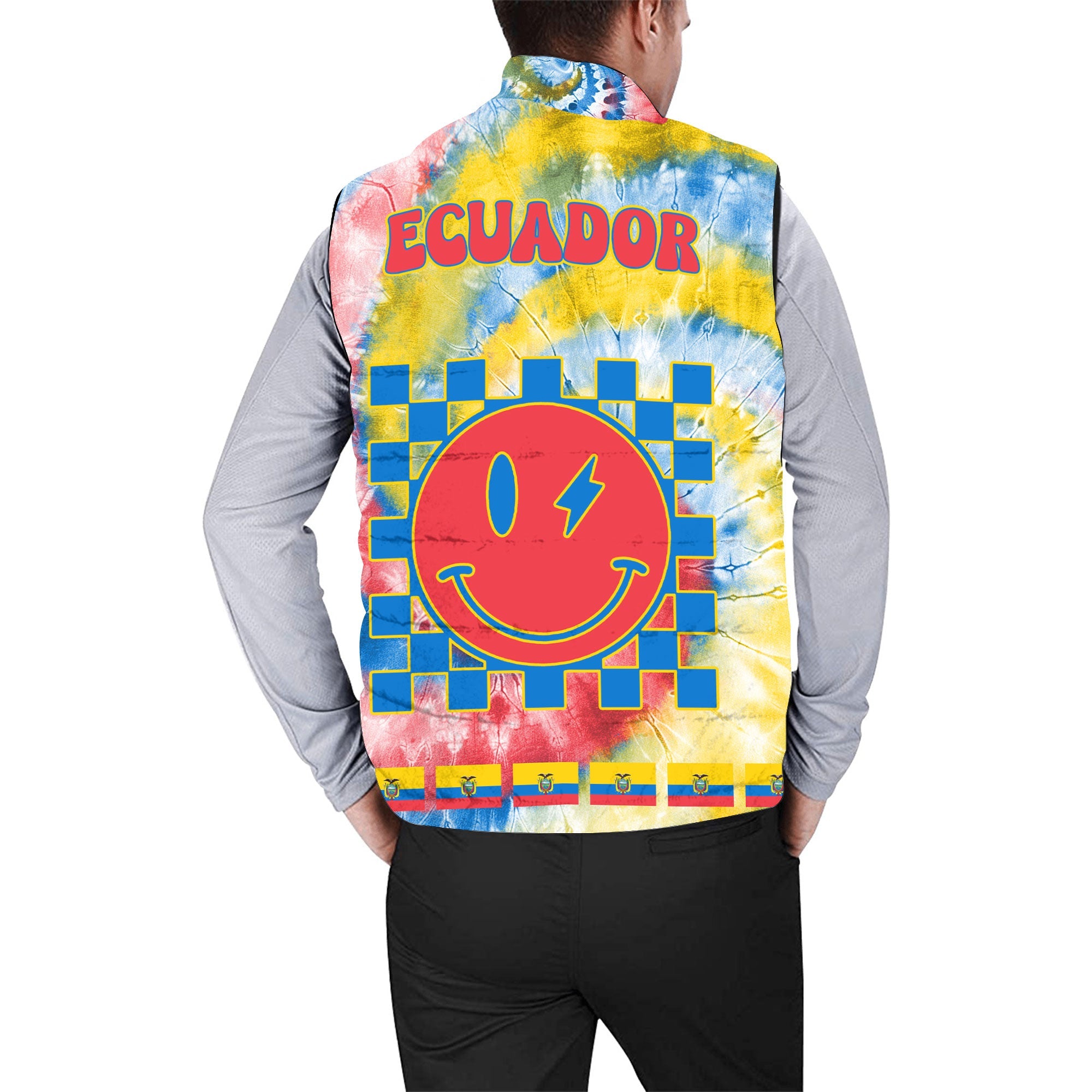 Ecuador Men Padded Jacket Vest Custom Tie Dye Style 2