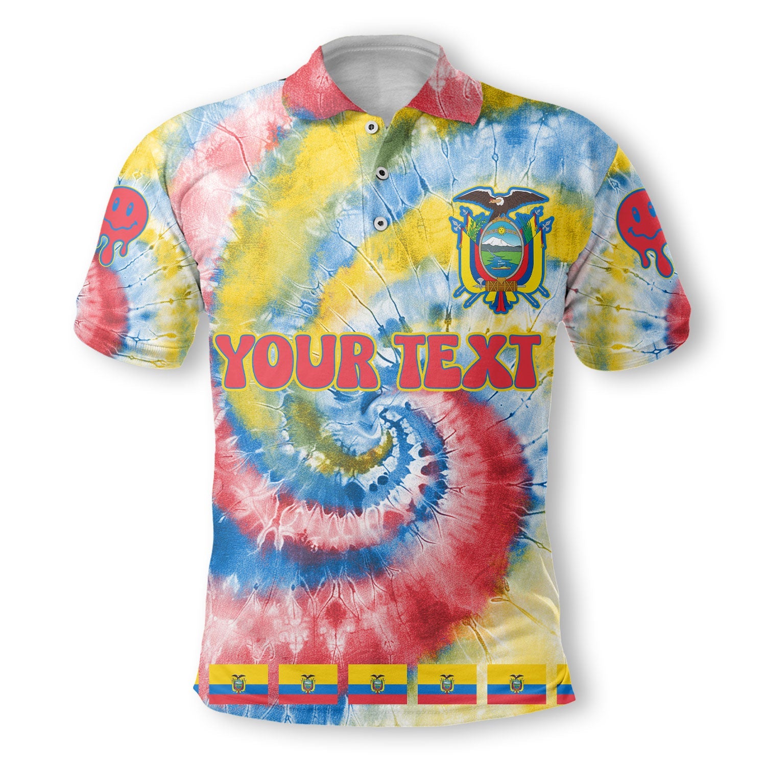 Ecuador Polo Shirt Custom Tie Dye Style 2