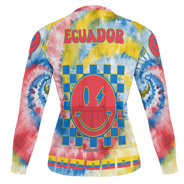 Ecuador Raglan Men Cycling Jersey Long Sleeve Custom Tie Dye Style 1