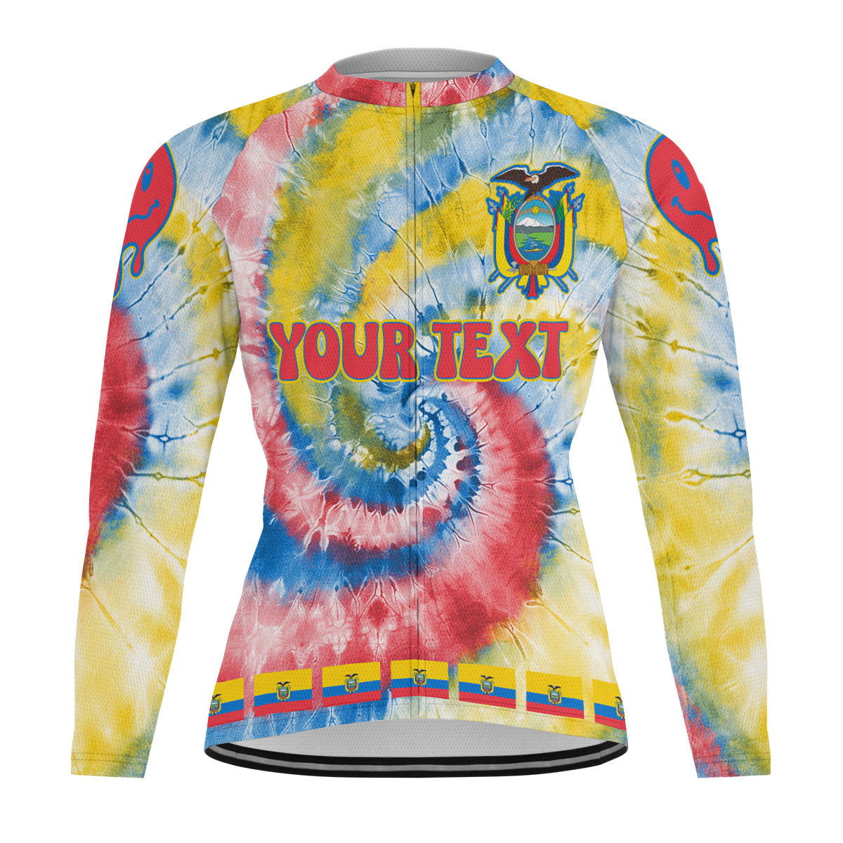 Ecuador Raglan Men Cycling Jersey Long Sleeve Custom Tie Dye Style 2