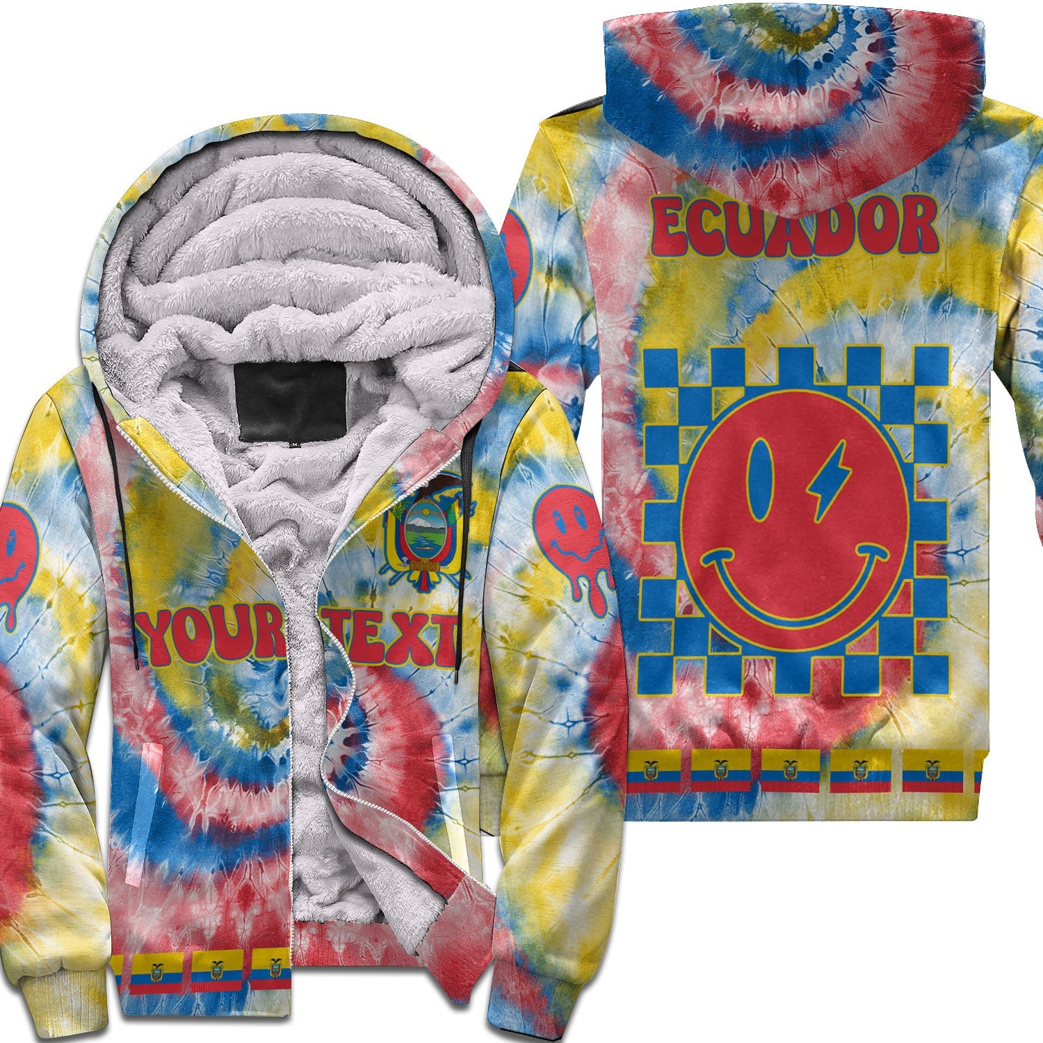 Ecuador Sherpa Hoodie Custom Tie Dye Style 1