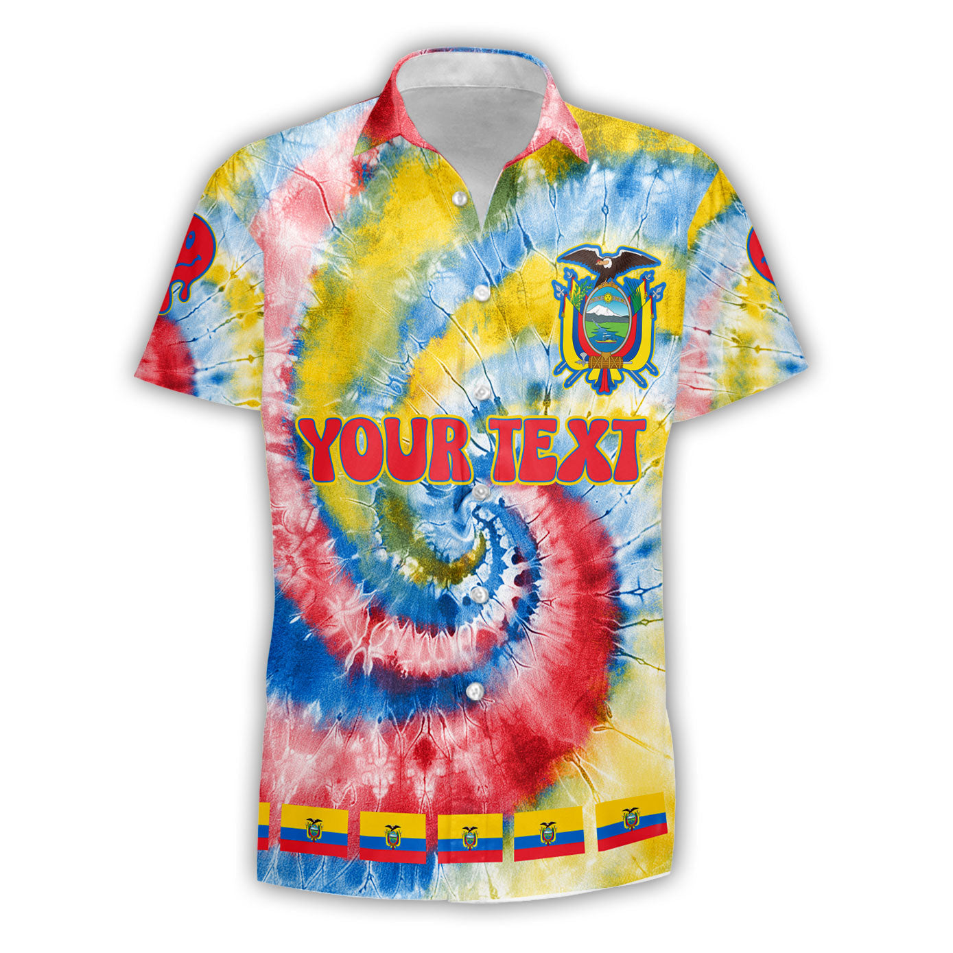 Ecuador Short Sleeve Shirt Custom Tie Dye Style 1