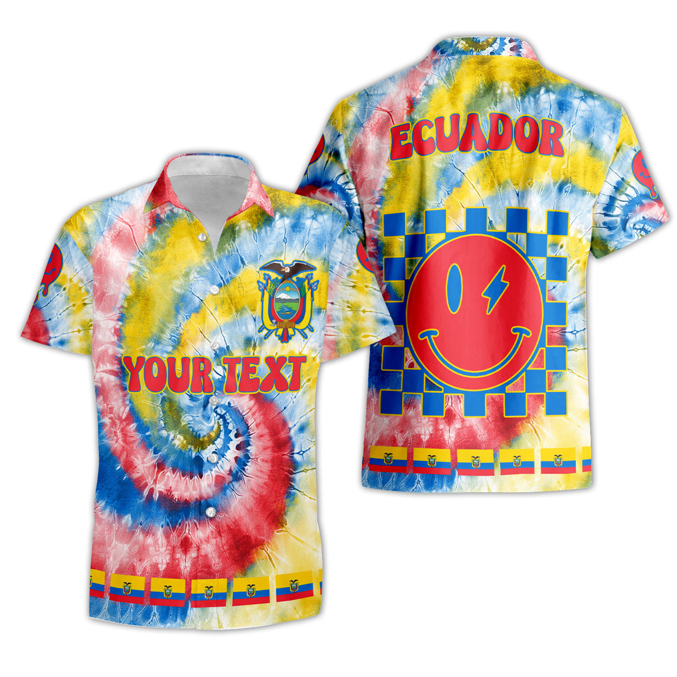 Ecuador Short Sleeve Shirt Custom Tie Dye Style 3