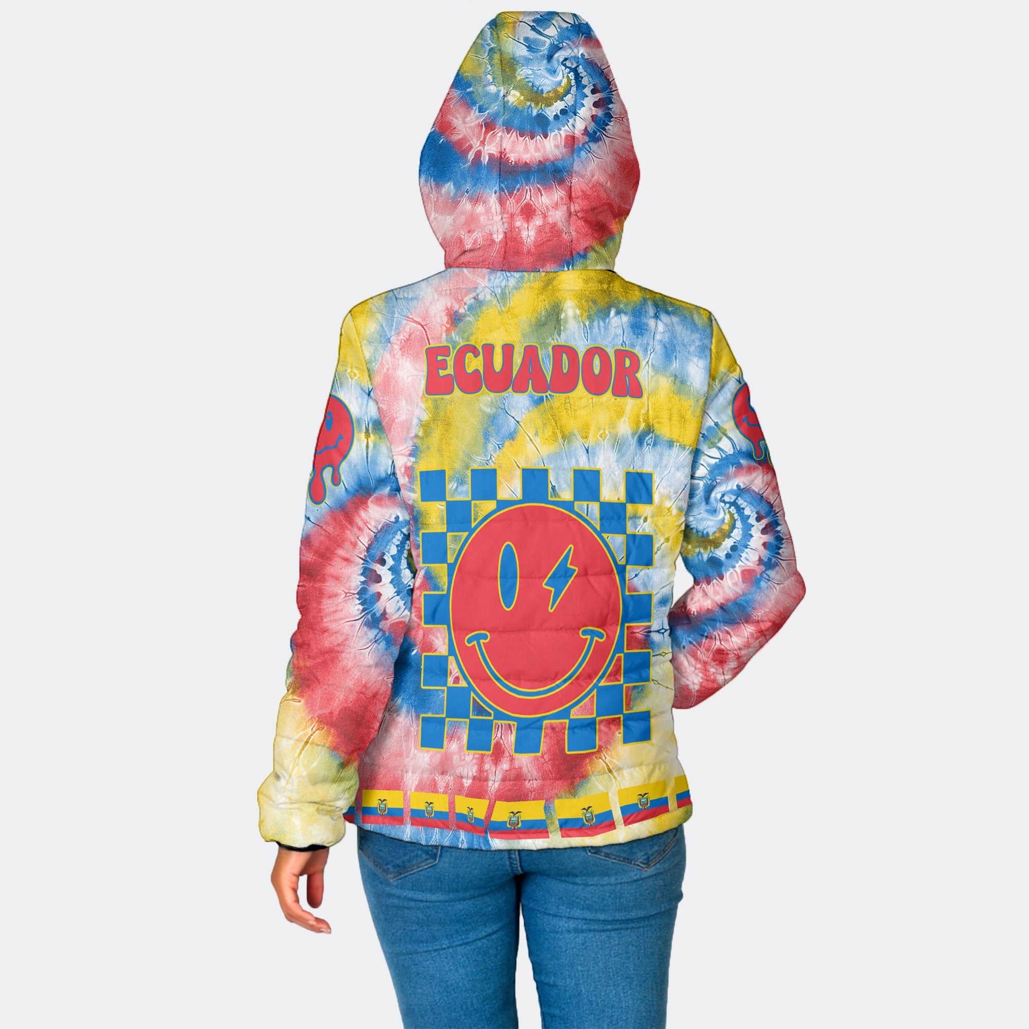 Ecuador Women Hooded Padded Jacket Custom Tie Dye Style 2