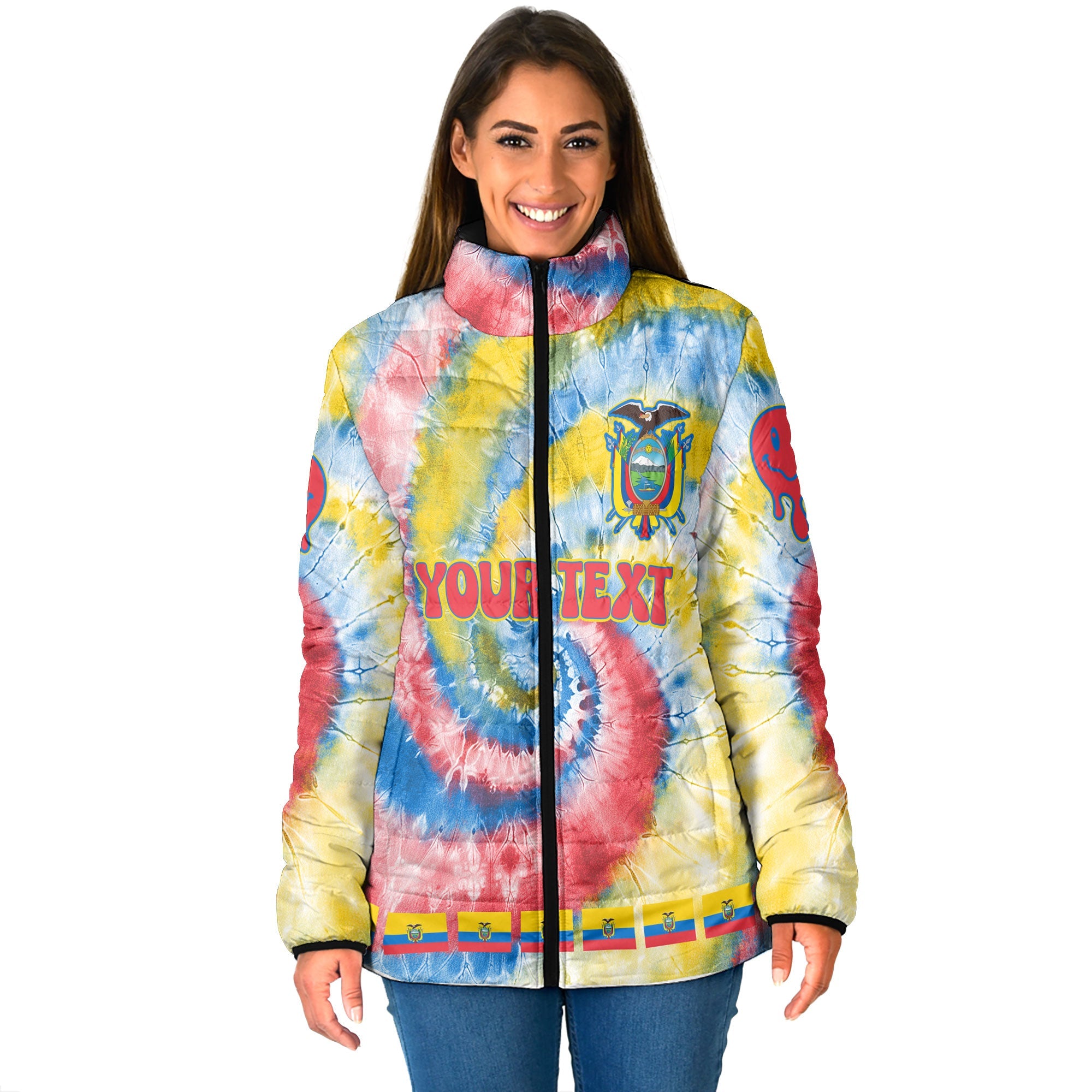 Ecuador Women Padded Jacket Custom Tie Dye Style 1