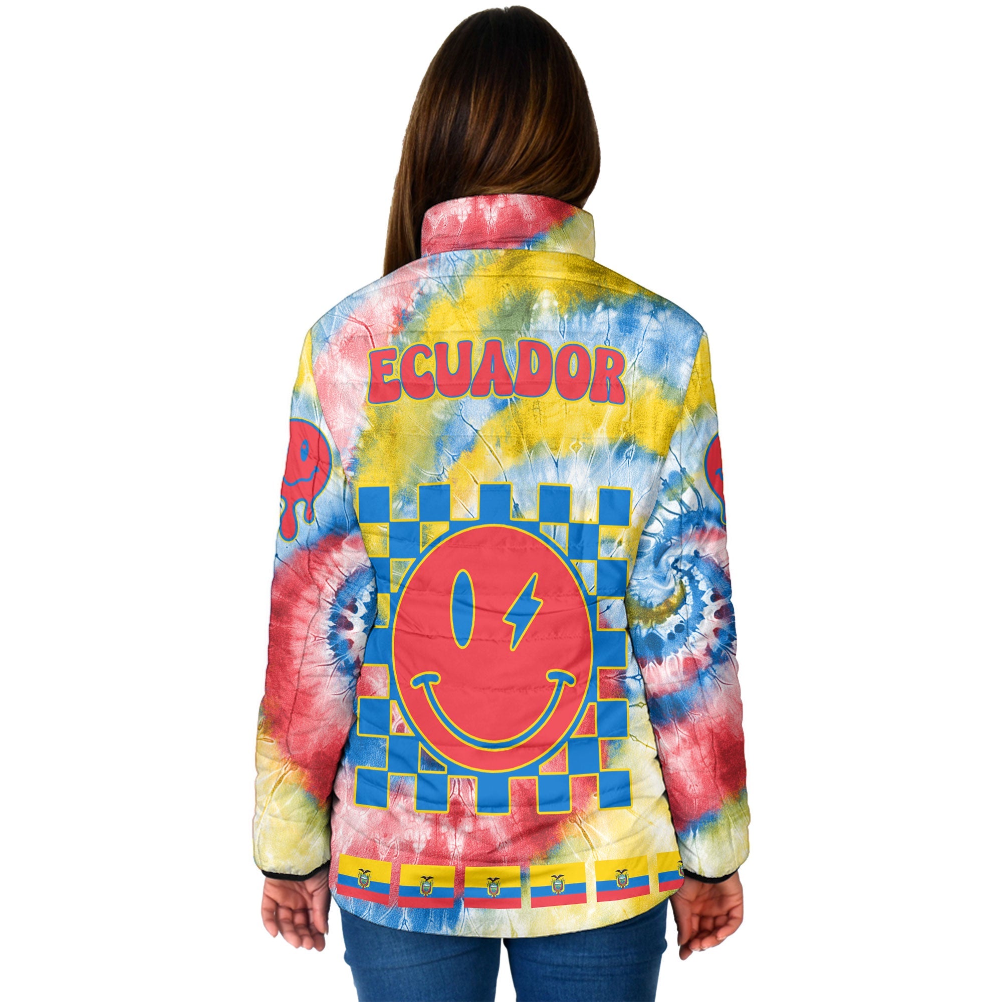 Ecuador Women Padded Jacket Custom Tie Dye Style 3