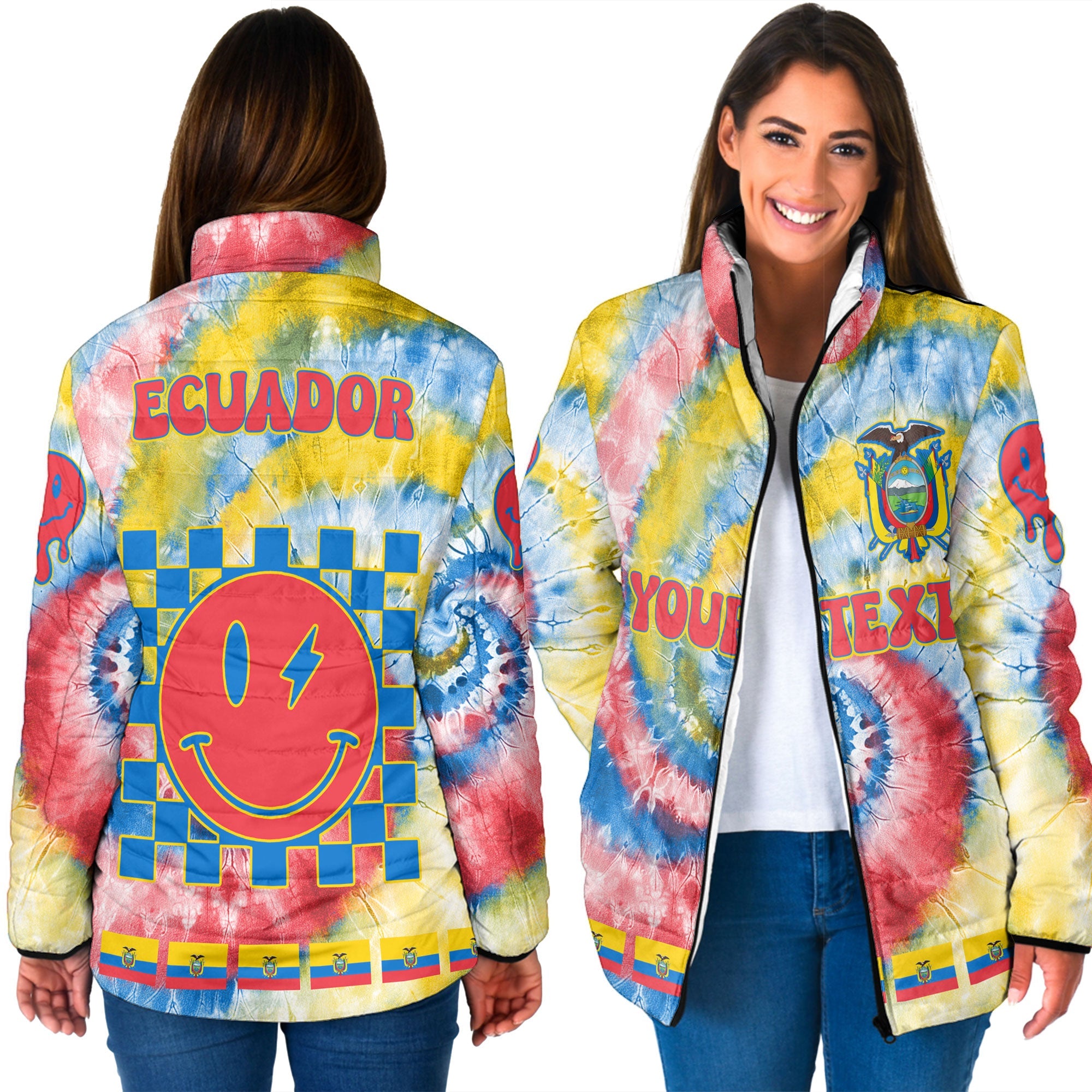 Ecuador Women Padded Jacket Custom Tie Dye Style 2