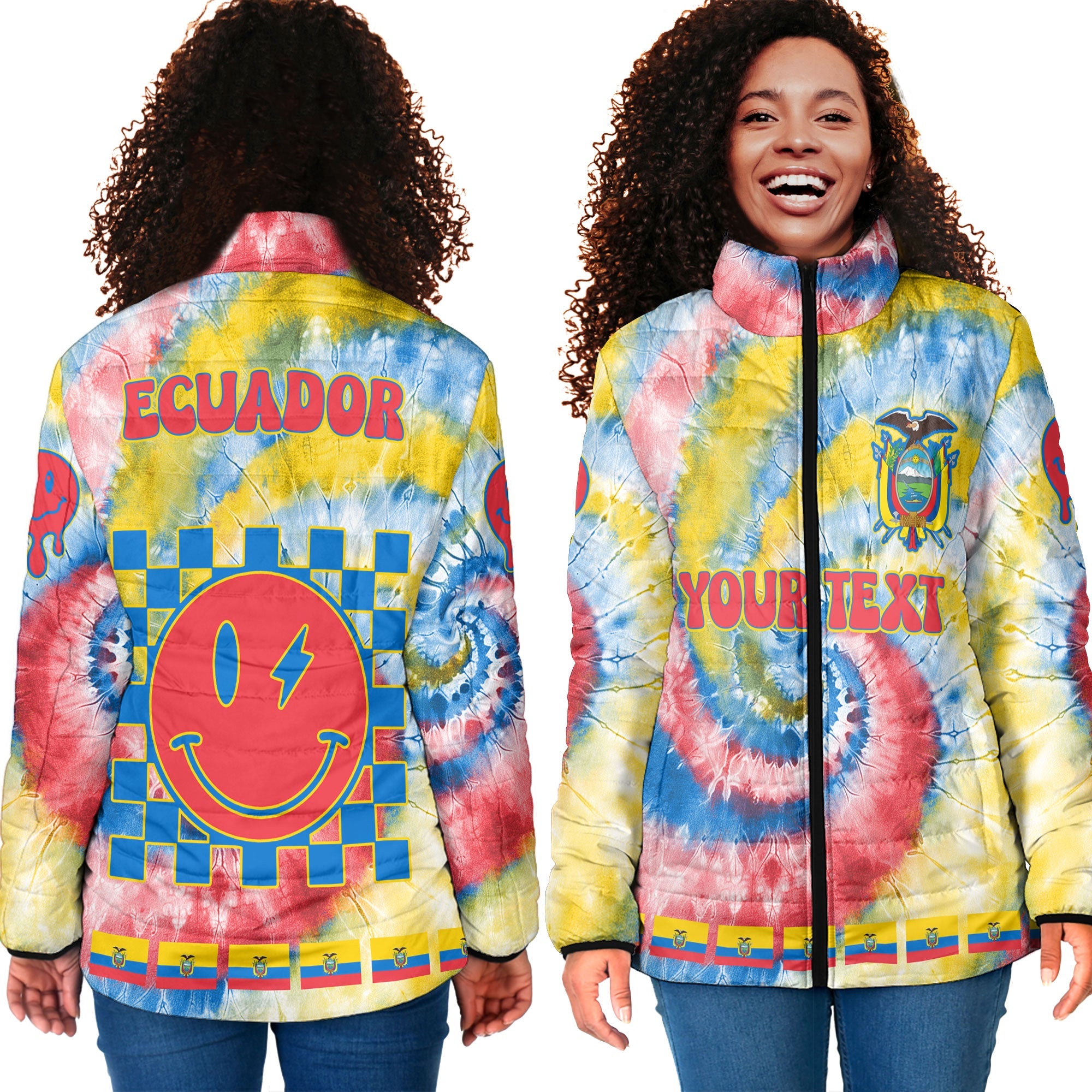 Ecuador Women Padded Jacket Custom Tie Dye Style 3