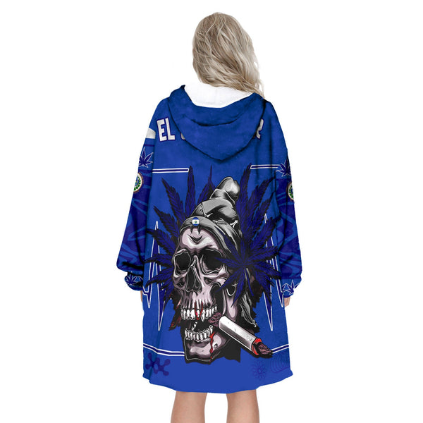 El Salvador Snug Hoodie Flag & Coat Of Arms Marijuanas Style