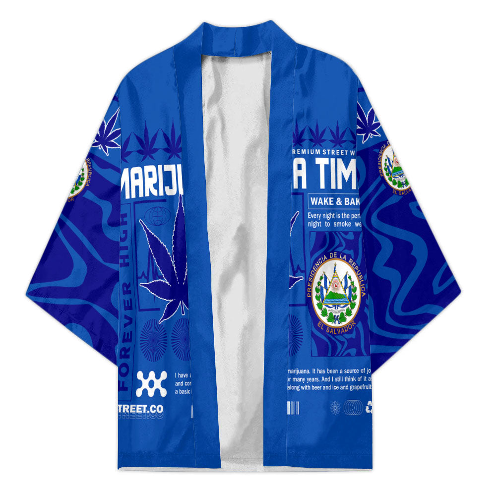 El Salvador Kimono Flag & Coat Of Arms Marijuanas Style