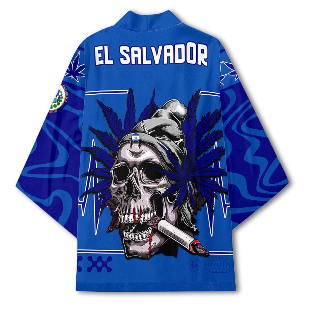 El Salvador Kimono Flag & Coat Of Arms Marijuanas Style