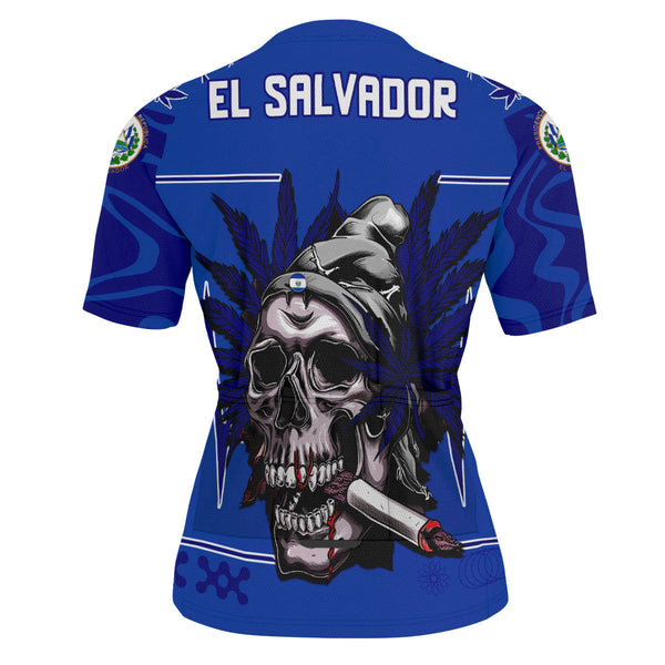 El Salvador Men's Cycling Jersey Flag & Coat Of Arms Marijuanas Style