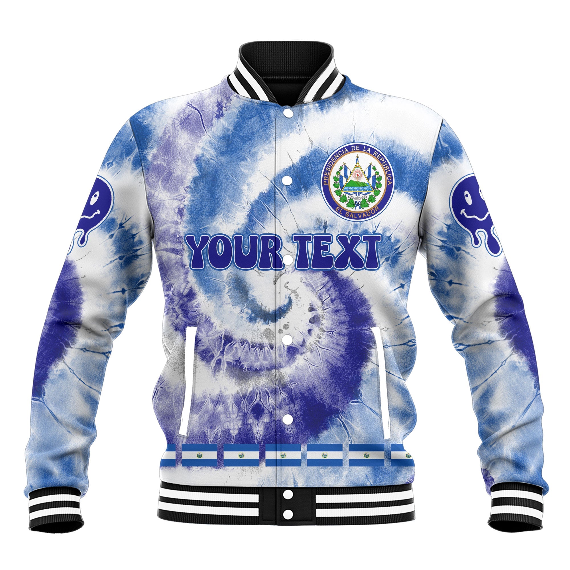 El Salvador Baseball Jacket Custom Tie Dye Style 2