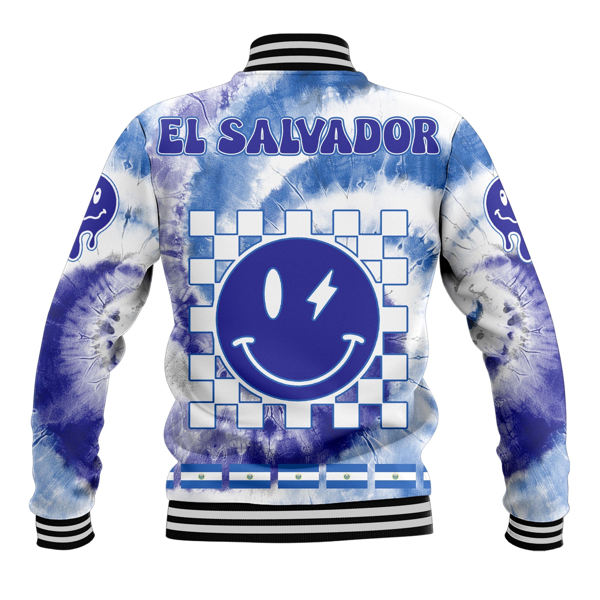 El Salvador Baseball Jacket Custom Tie Dye Style 3