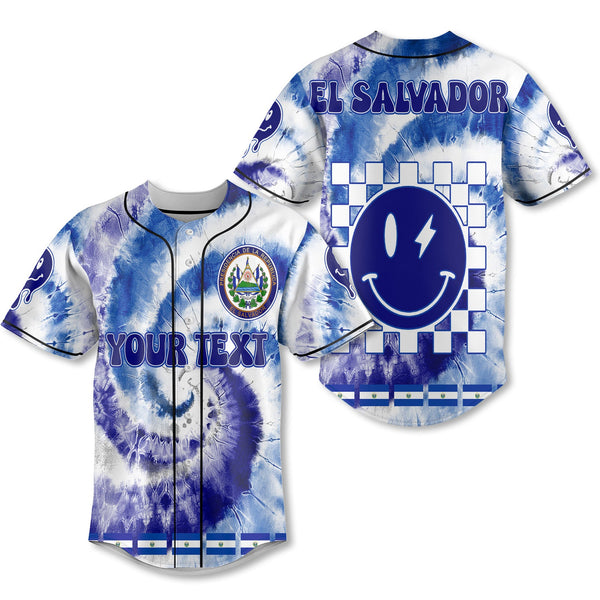 El Salvador Baseball Jersey Custom Tie Dye Style 1