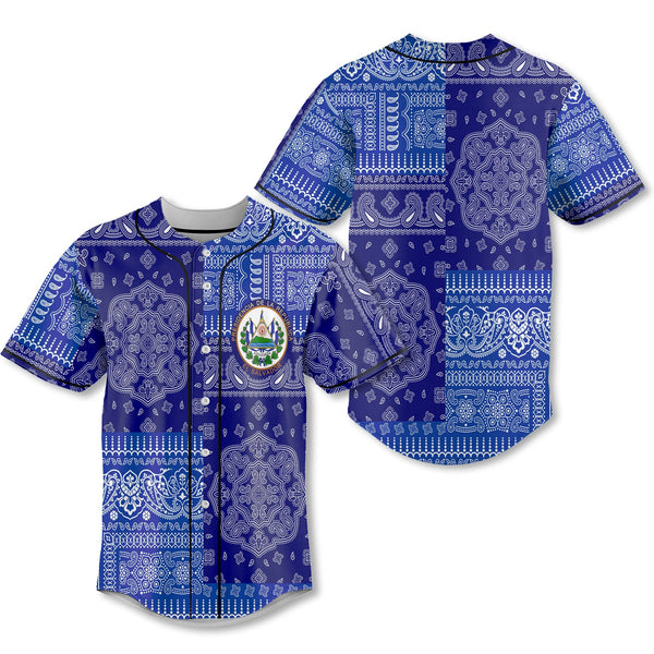 El Salvador Baseball Jersey Flag And Paisley Basic Style 1