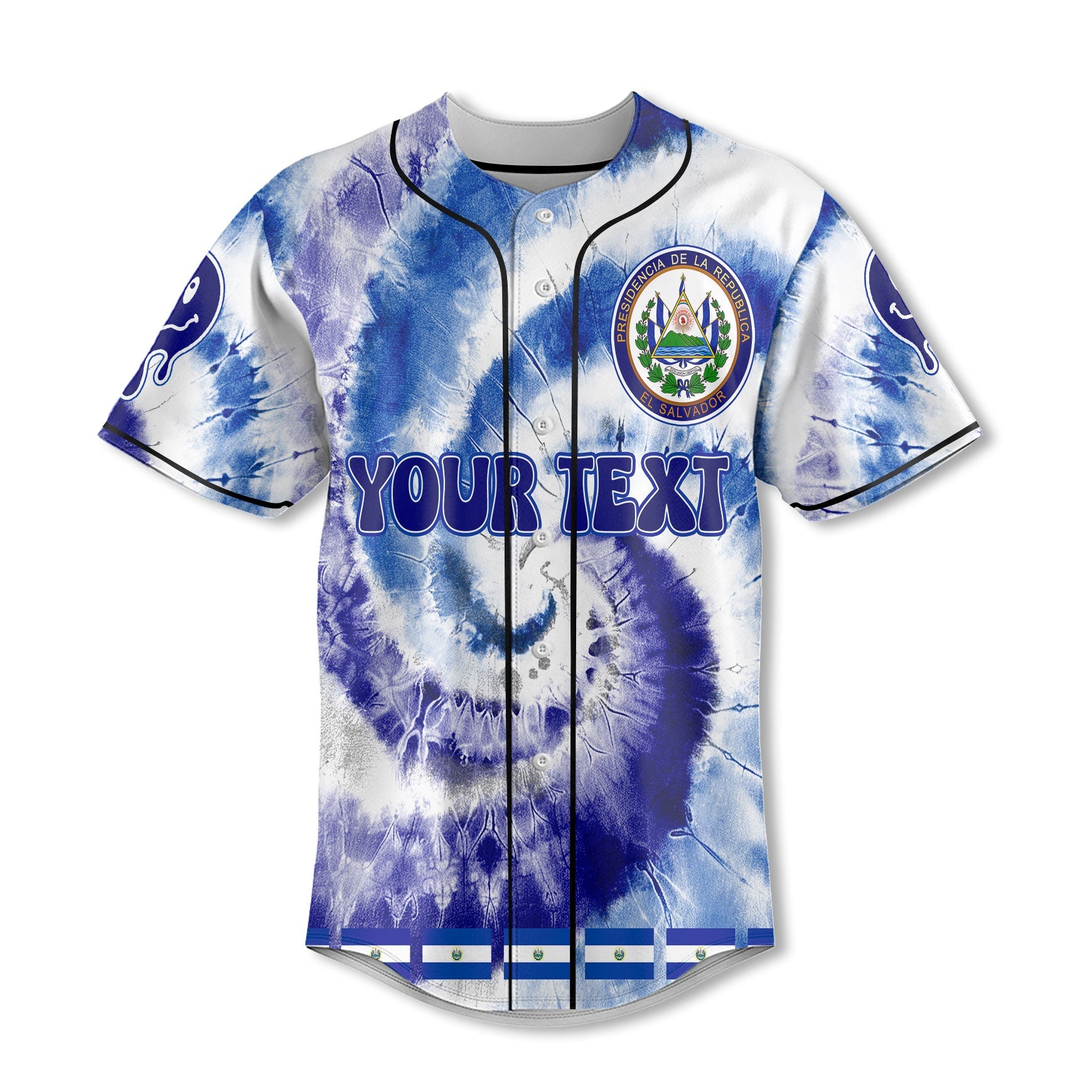 El Salvador Baseball Jersey Custom Tie Dye Style 2