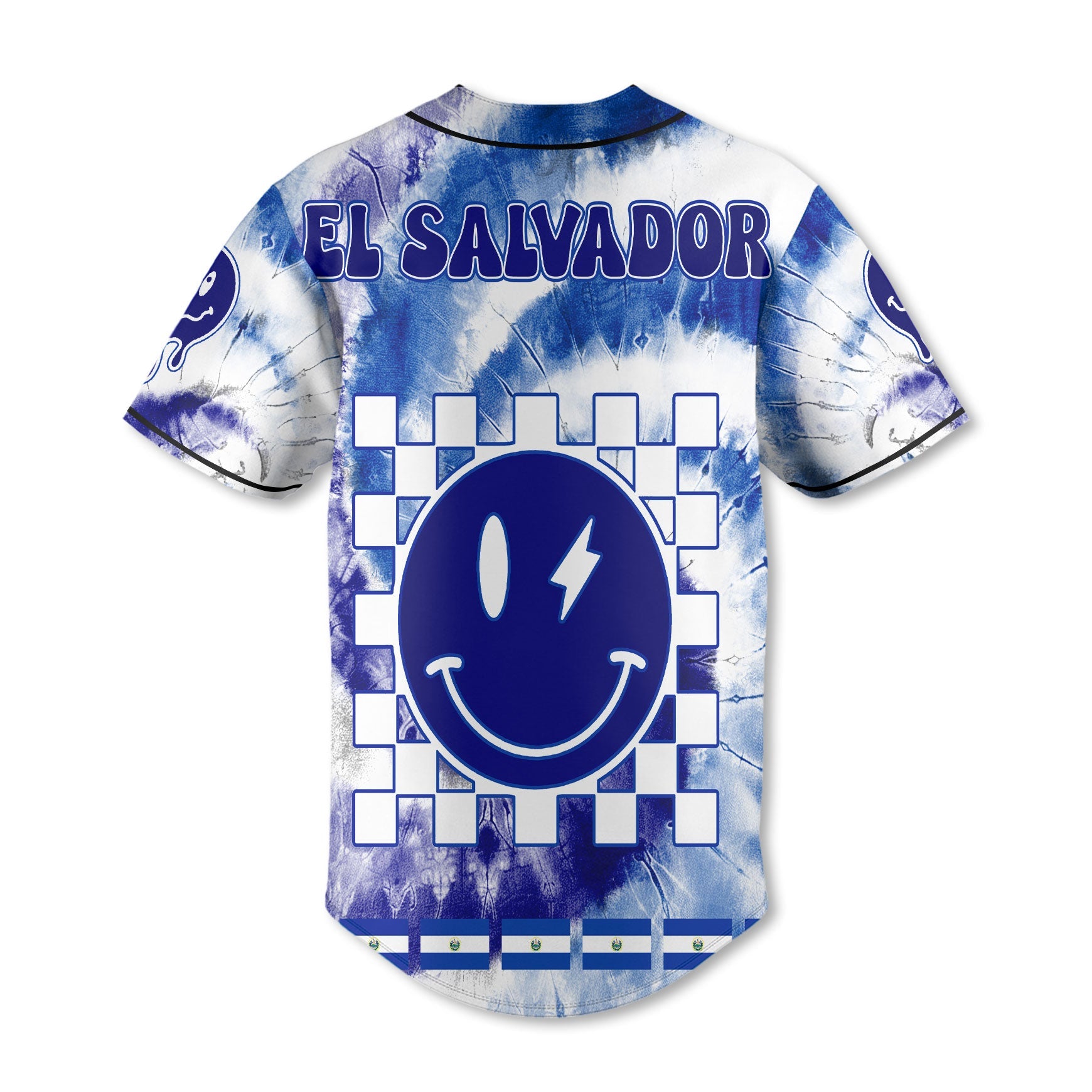 El Salvador Baseball Jersey Custom Tie Dye Style 3