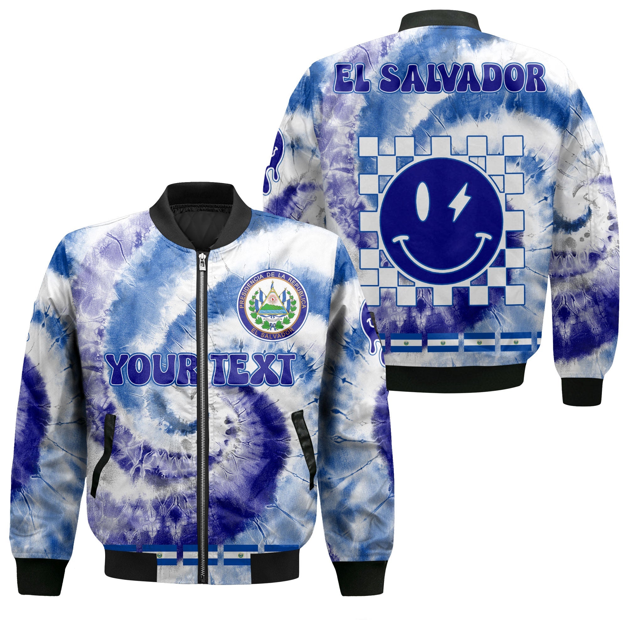 El Salvador Bomber Jacket Custom Tie Dye Style 1