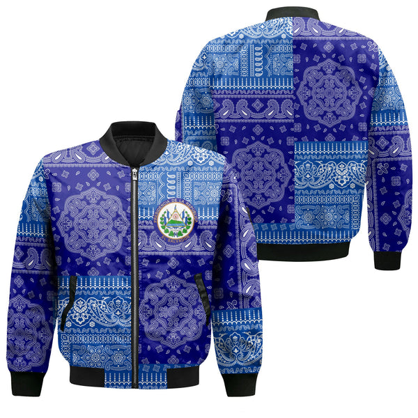 El Salvador Bomber Jacket Flag And Paisley Basic Style 1