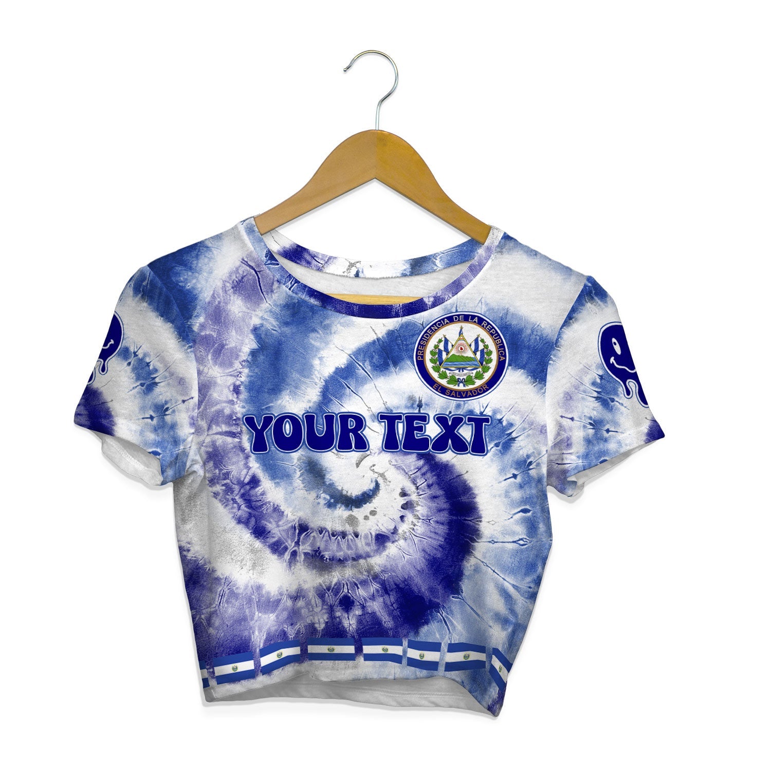 El Salvador Croptop T Shirt Custom Tie Dye Style 1