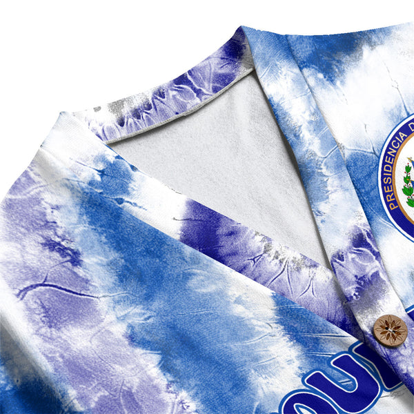 El Salvador Fleece Cardigan Custom Tie Dye Style 1