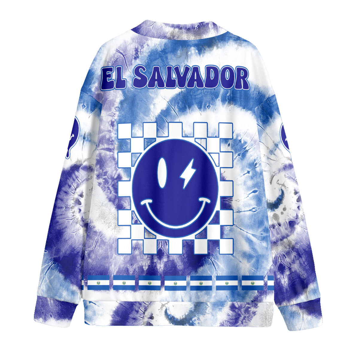 El Salvador Fleece Cardigan Custom Tie Dye Style 2