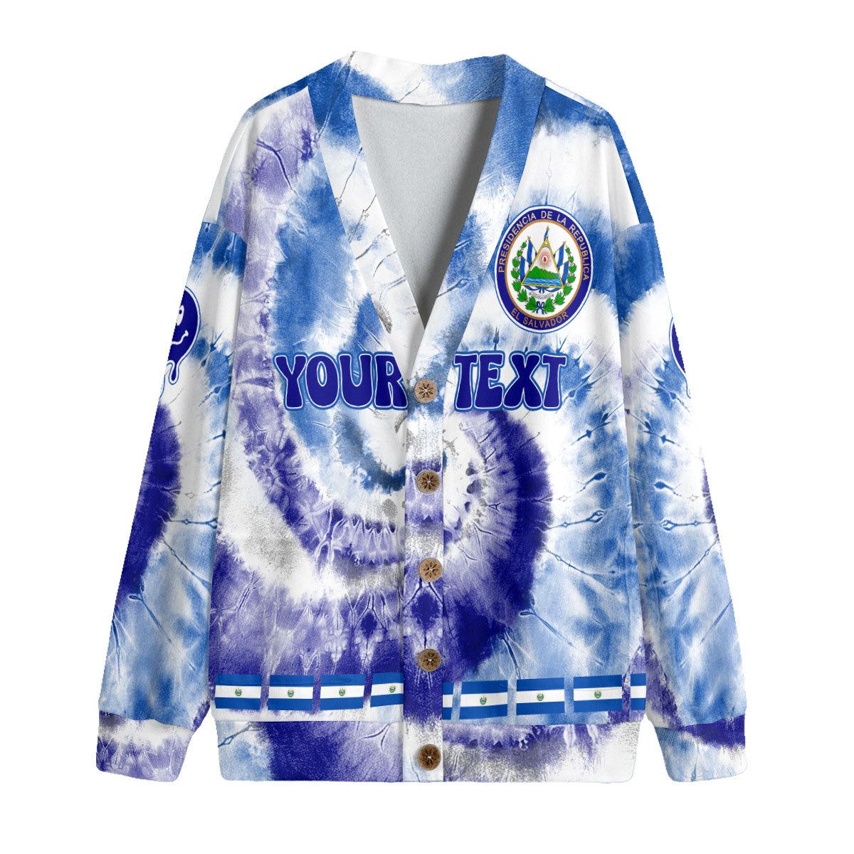 El Salvador Fleece Cardigan Custom Tie Dye Style 4