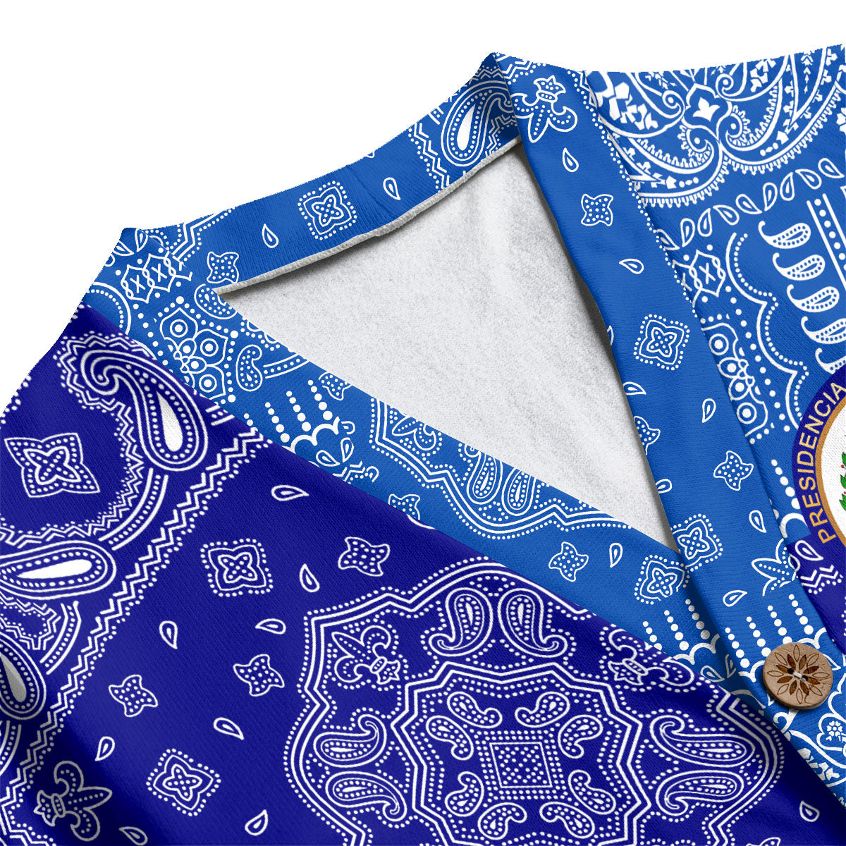 El Salvador Fleece Cardigan Flag And Paisley Basic Style 4