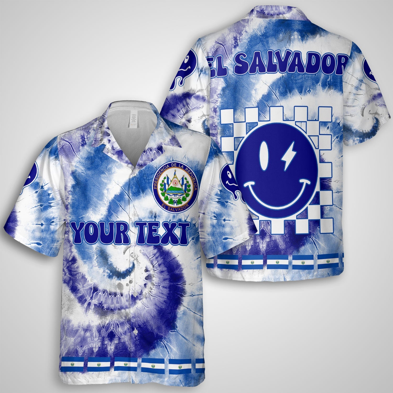 El Salvador Hawaiian Shirt Custom Tie Dye Style 1