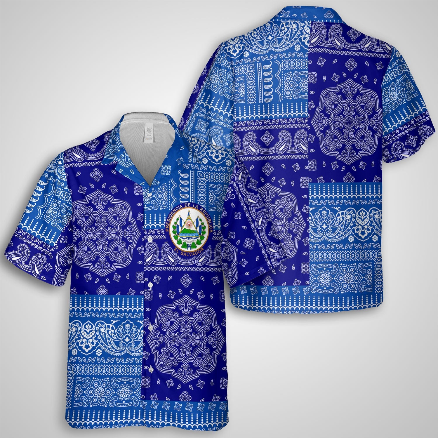 El Salvador Hawaiian Shirt Flag And Paisley Basic Style 1