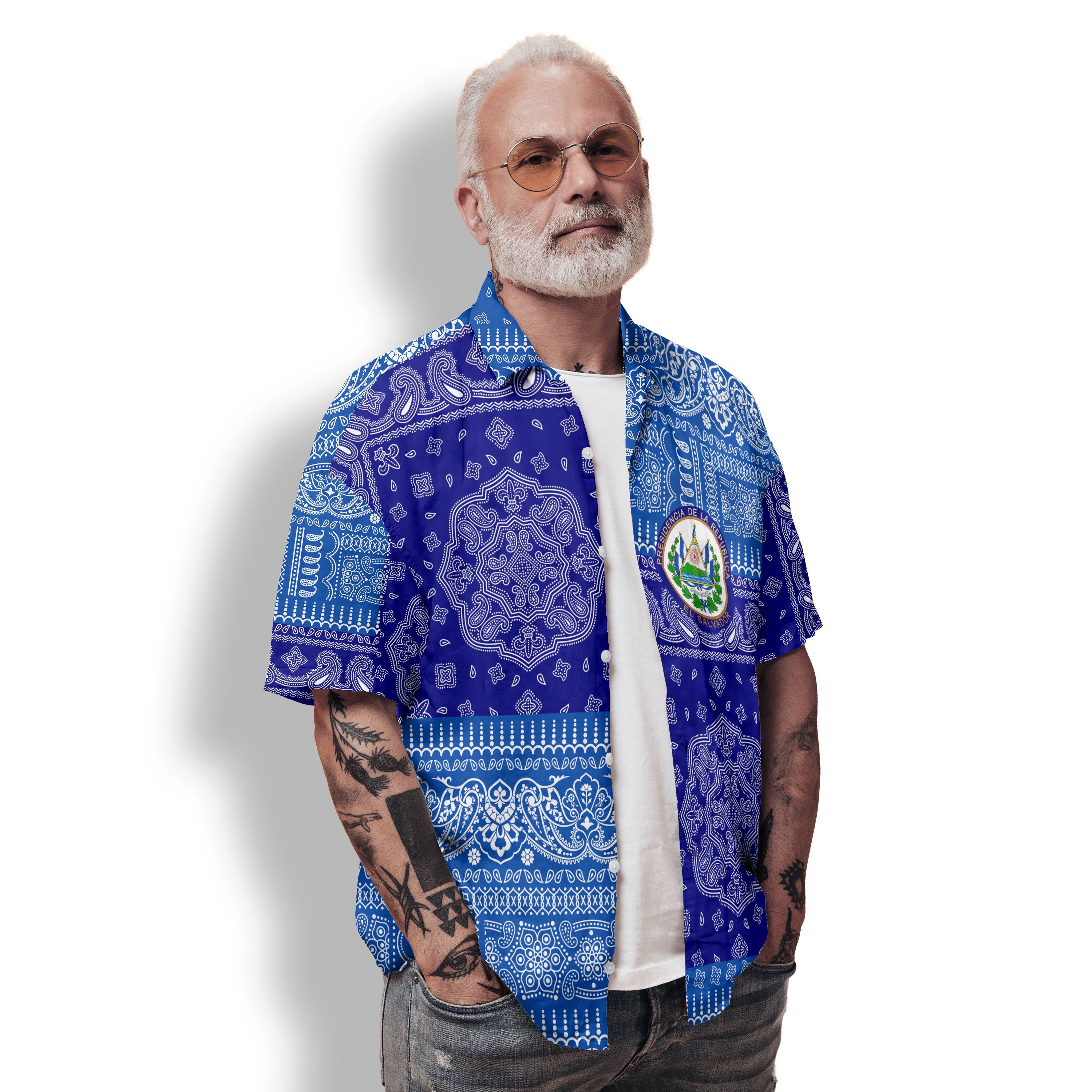 El Salvador Hawaiian Shirt Flag And Paisley Basic Style 2