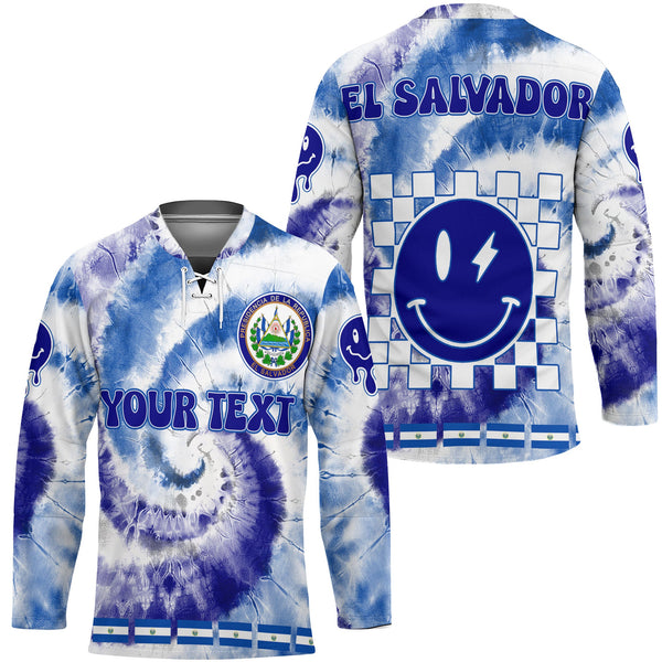 El Salvador Hockey Jersey Custom Tie Dye Style 1