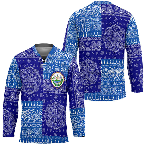 El Salvador Hockey Jersey Flag And Paisley Basic Style 1