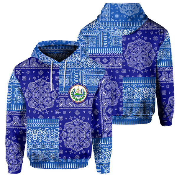 El Salvador Hoodie Flag And Paisley Basic Style 1