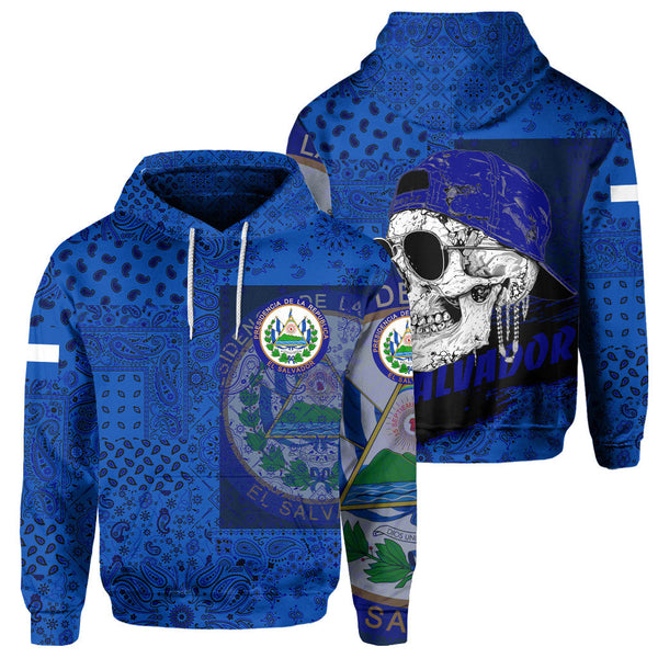 El Salvador Hoodie Paisley Flag And Skull Style 1