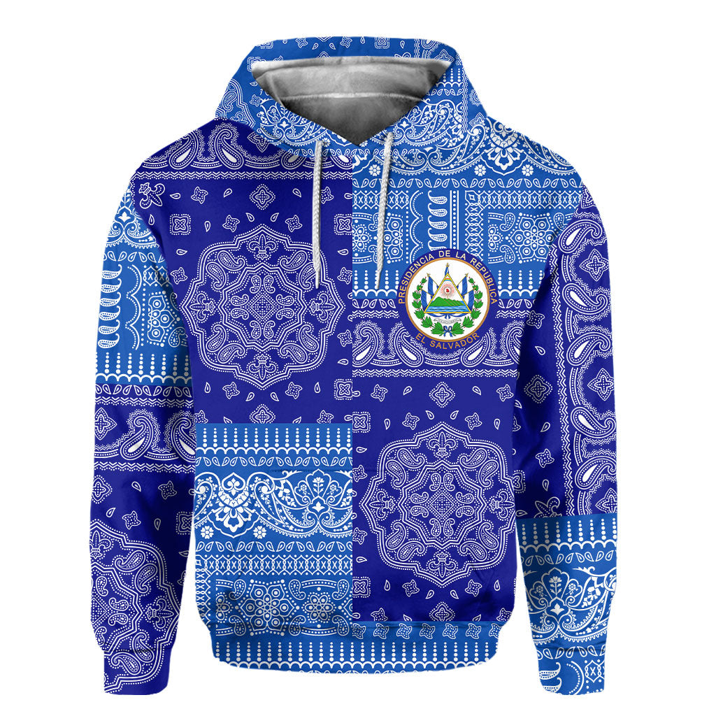 El Salvador Hoodie Flag And Paisley Basic Style 2