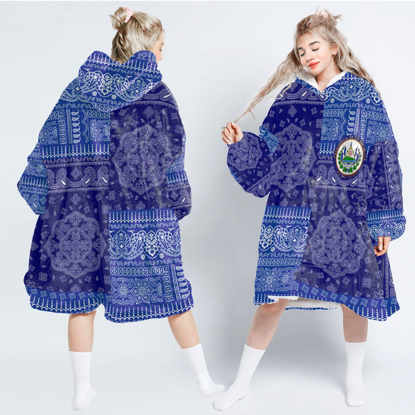 El Salvador Hoodie Blanket Flag And Paisley Basic Style 1