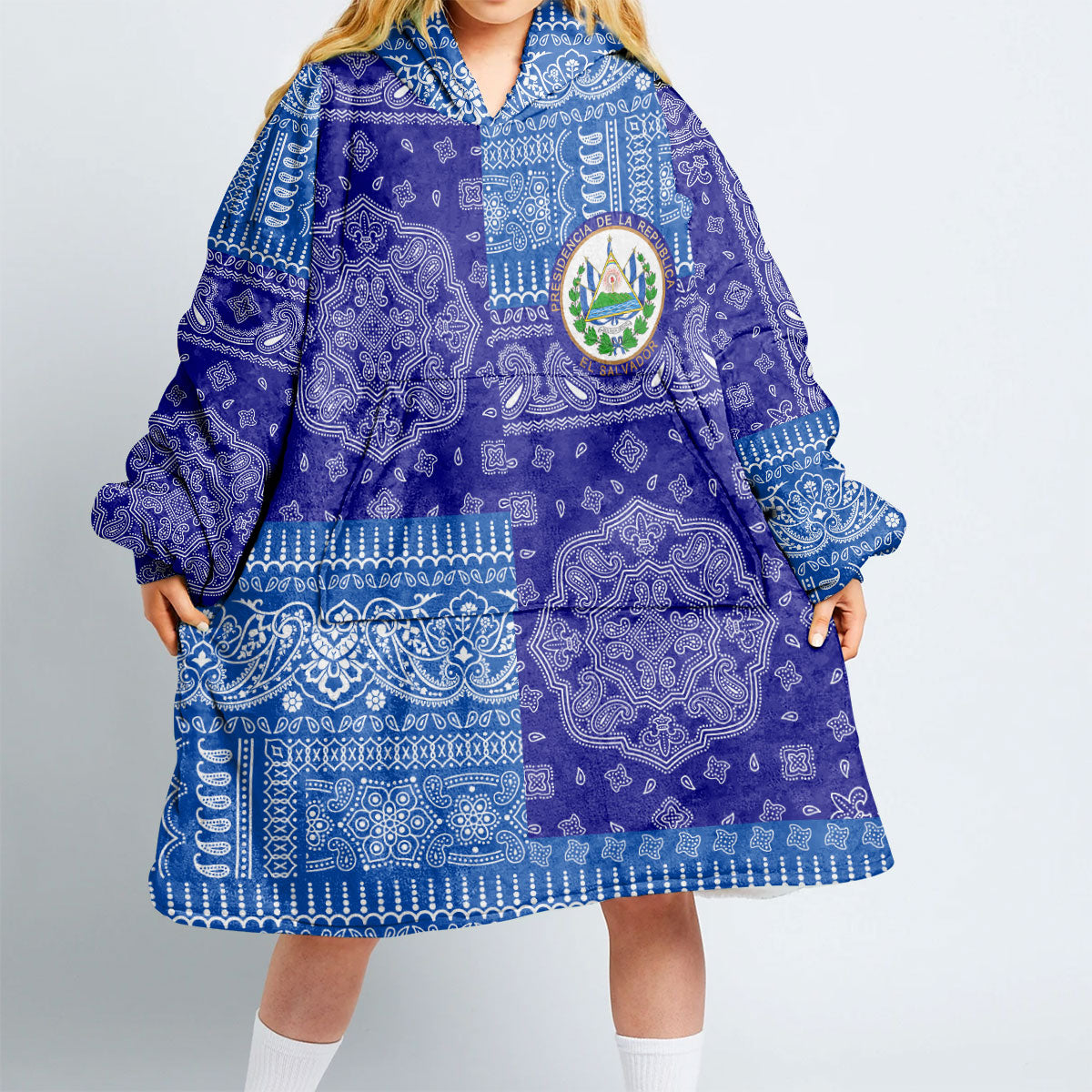 El Salvador Hoodie Blanket Flag And Paisley Basic Style 2