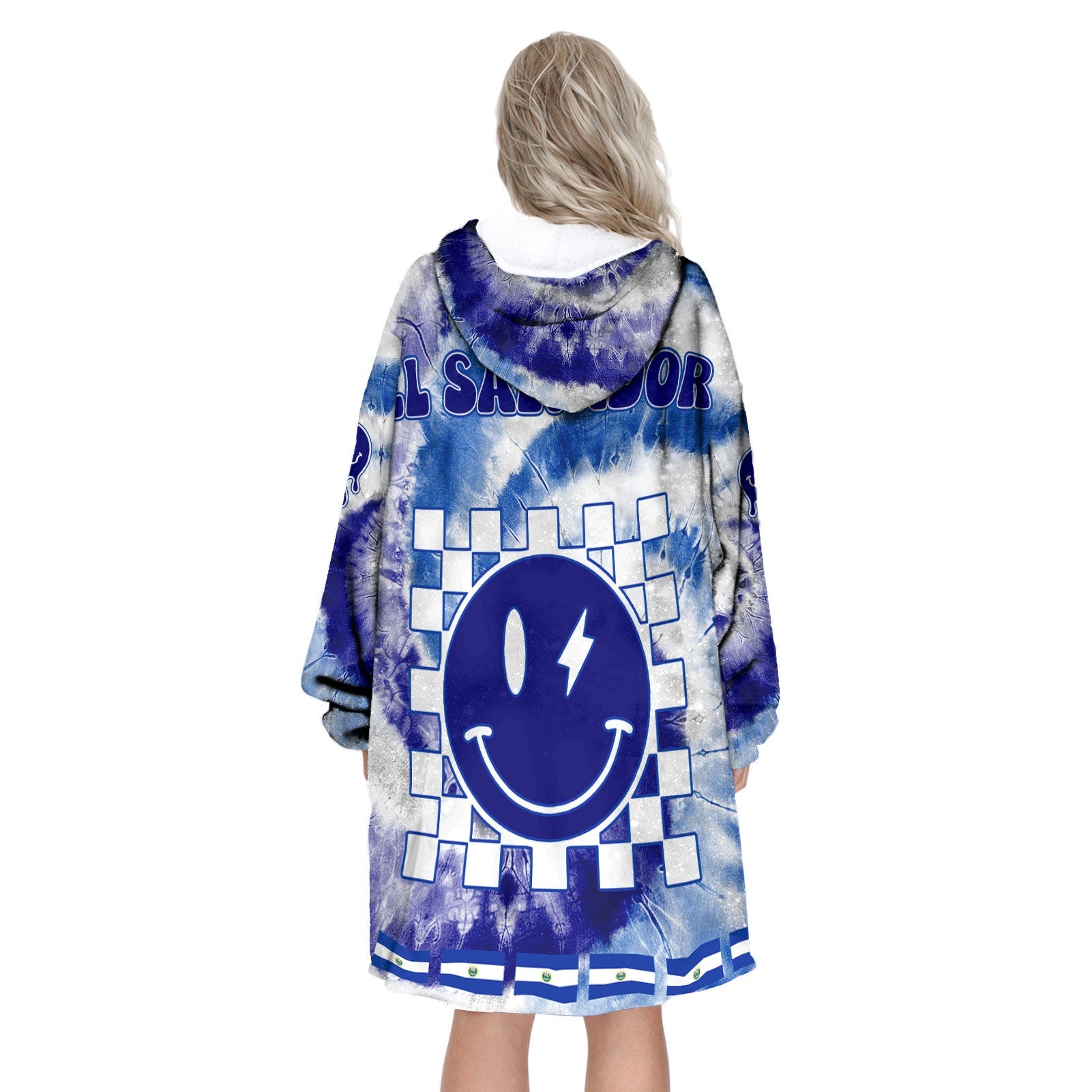 El Salvador Hoodie Blanket Custom Tie Dye Style 3