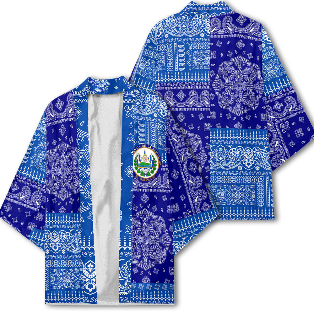 El Salvador Kimono Flag And Paisley Basic Style 1